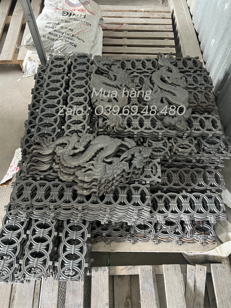 Bông gang đồng tiền đúc bằng gang, thiết kế hoa văn trang trí dùng cho cửa cổng, lan can và các sản phẩm sắt mỹ thuật.